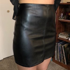 Black leather skirt